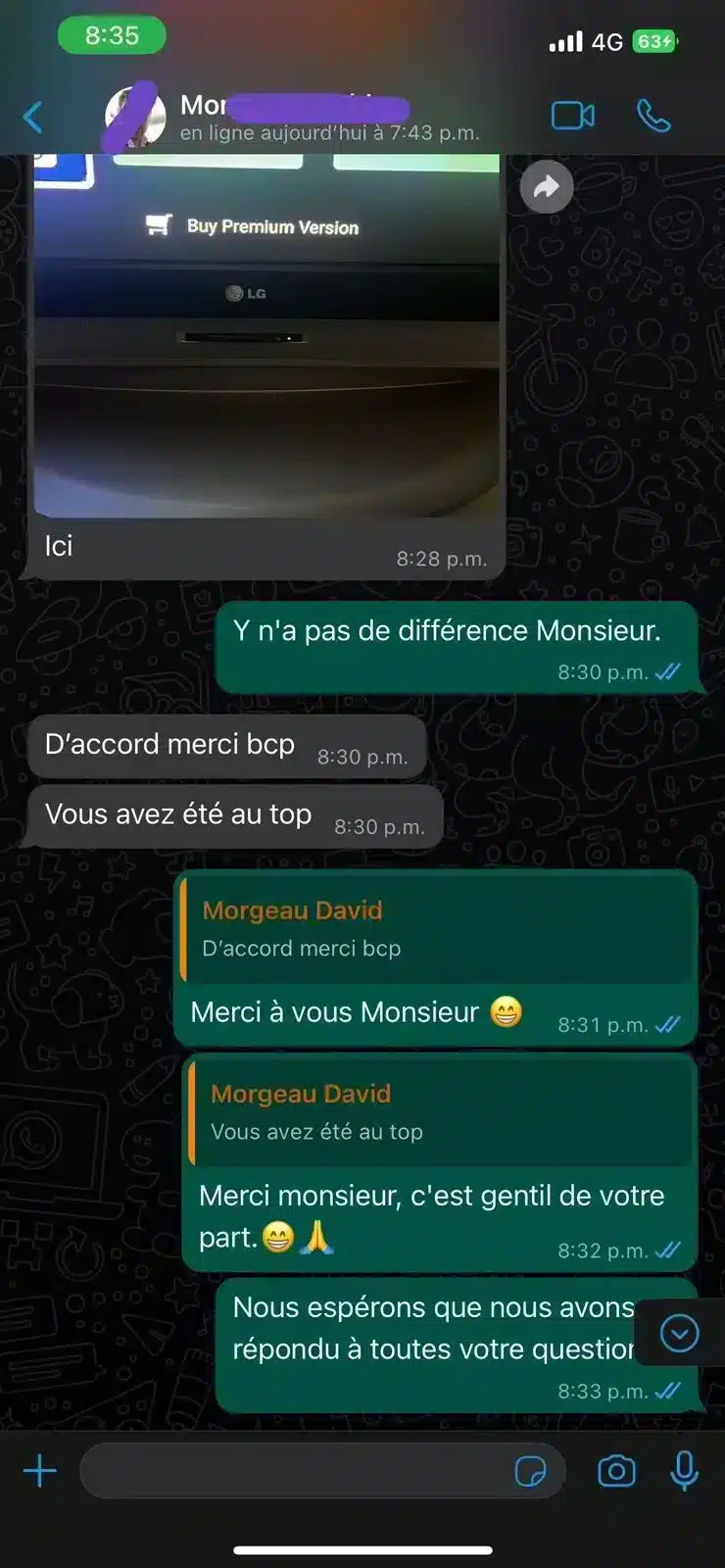 Screenshots van positieve WhatsApp klantbeoordelingen over de iptv nederland service van Flash IPTV.
