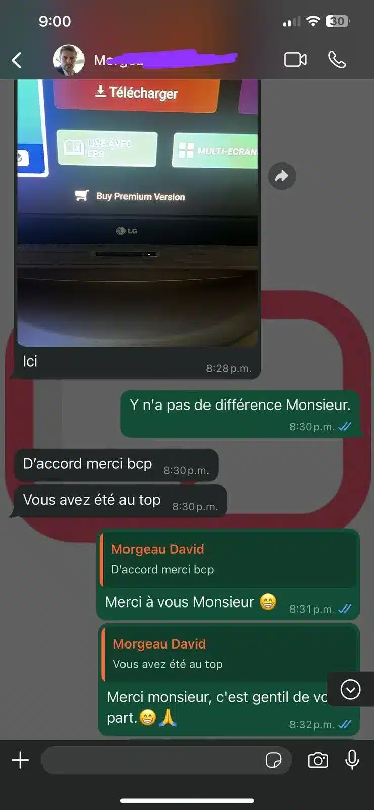 Screenshots van positieve WhatsApp klantbeoordelingen over de iptv nederland service van Flash IPTV.