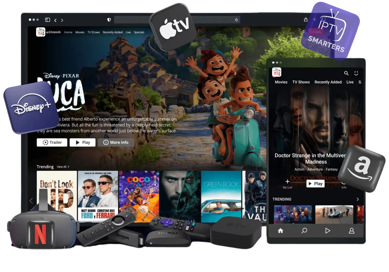 Een moderne televisie die premium zenders streamt via iptv nederland van Flash IPTV.